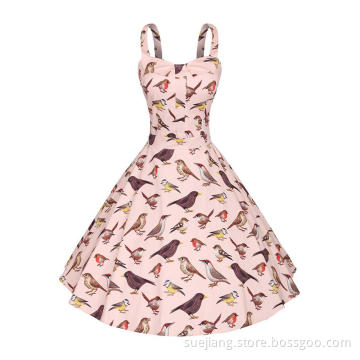 Women Vintage Retro Animal Print Pattern Dress